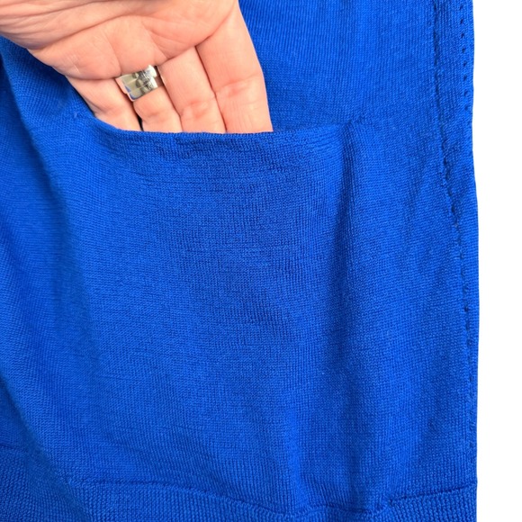 Banana Republic Womens 100% Merino Wool Longline Slouchy Cardigan Royal Blue MED - Picture 3 of 13
